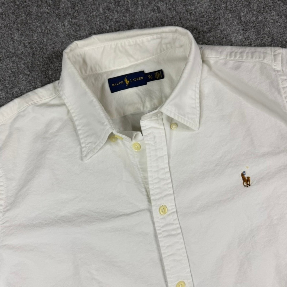 Polo Ralph Lauren Button Down Shirt Womens XL White Short Sleeve Oxford Pony